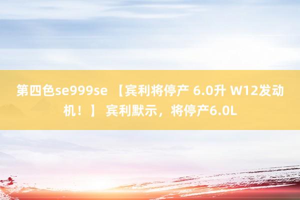 第四色se999se 【宾利将停产 6.0升 W12发动机！】 宾利默示，将停产6.0L