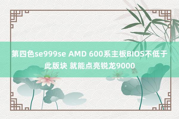 第四色se999se AMD 600系主板BIOS不低于此版块 就能点亮锐龙9000