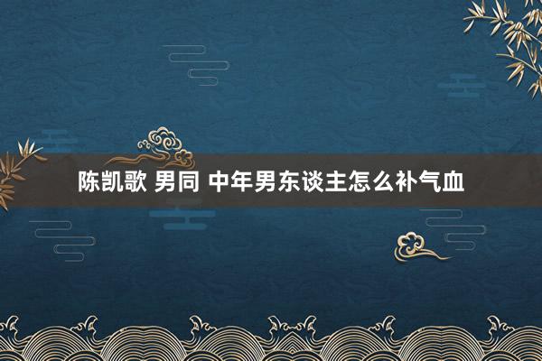 陈凯歌 男同 中年男东谈主怎么补气血