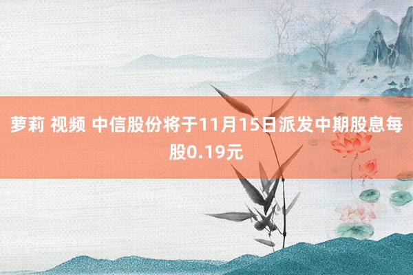 萝莉 视频 中信股份将于11月15日派发中期股息每股0.19元