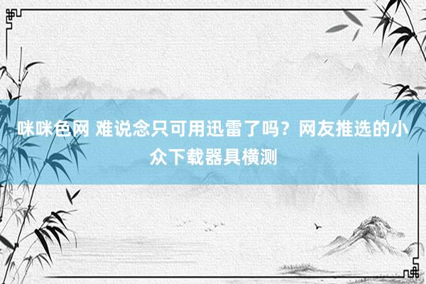 咪咪色网 难说念只可用迅雷了吗？网友推选的小众下载器具横测