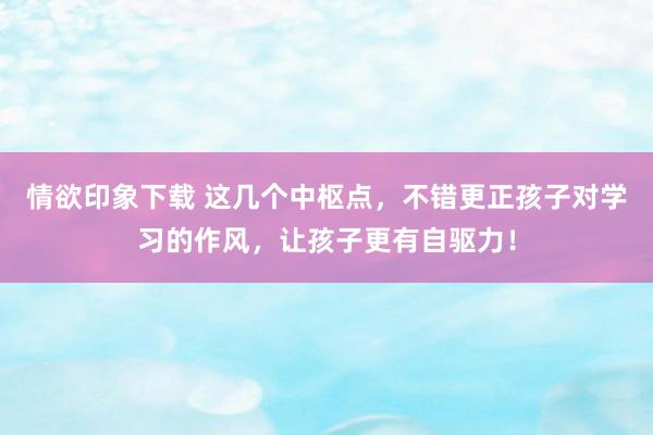 情欲印象下载 这几个中枢点，不错更正孩子对学习的作风，让孩子更有自驱力！