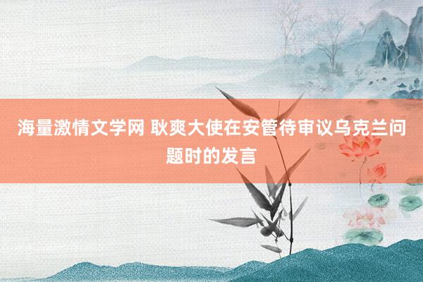 海量激情文学网 耿爽大使在安管待审议乌克兰问题时的发言