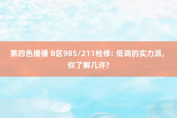 第四色播播 B区985/211检修: 低调的实力派, 你了解几许?